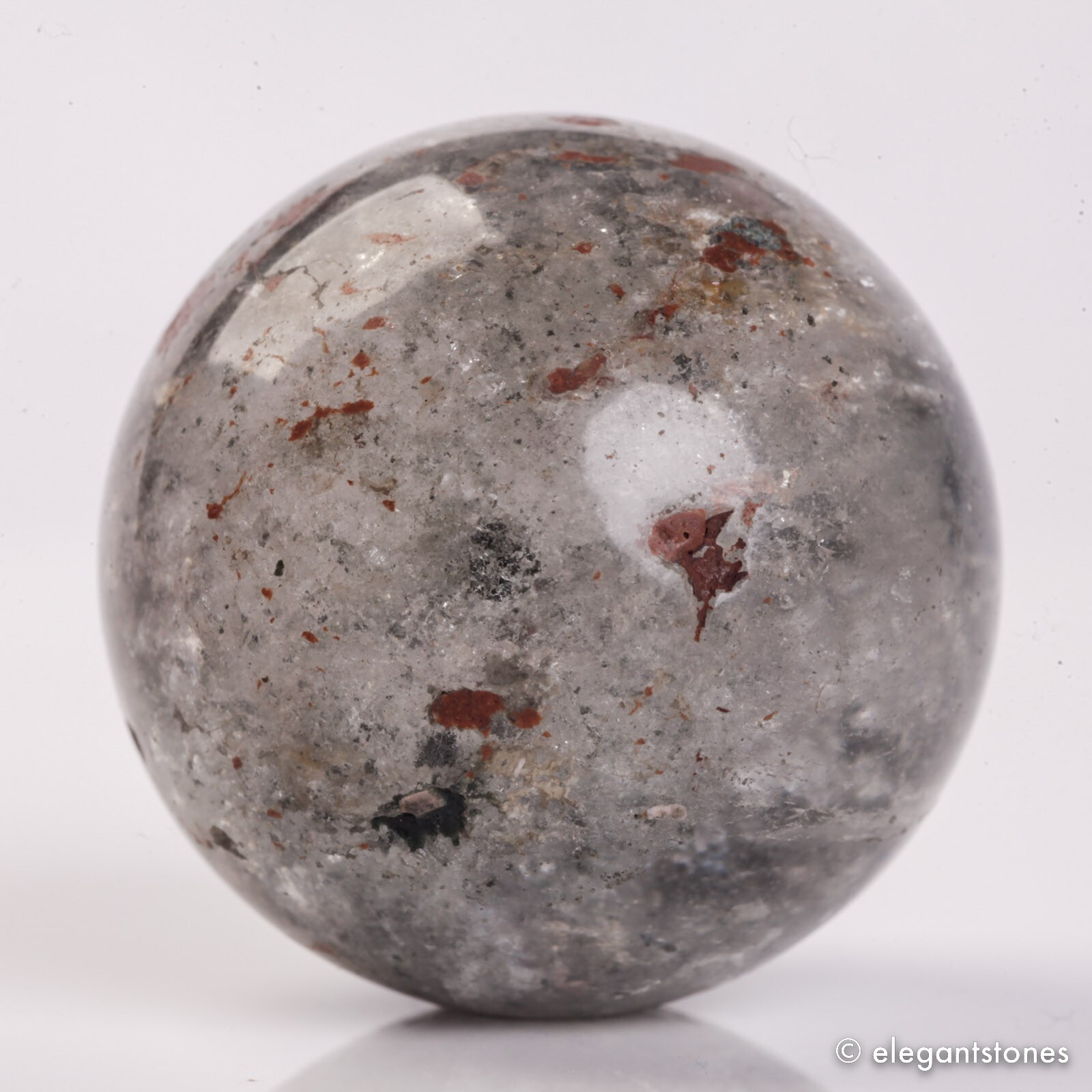 67g37mm Natural Garden/Phantom/Ghost/Lodolite Quartz Crystal Sphere Healing Ball