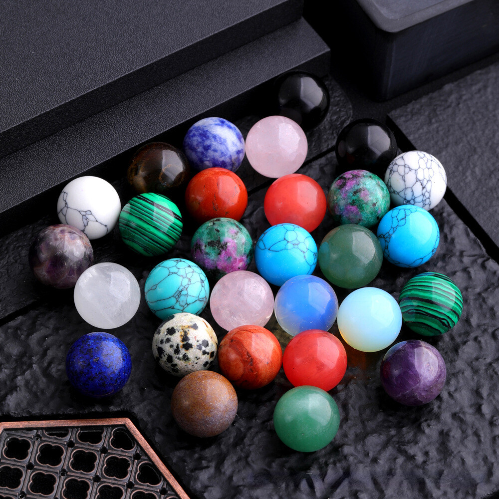Wholesale 20pcs 16mm Mixed Natural Agate Stone Round Ball Shape No Hole Beads