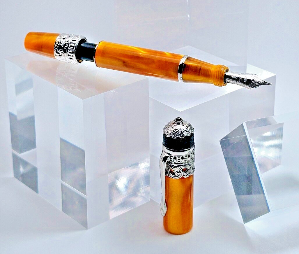 RARE! ANCORA VESUVIO YELLOW LIMITED EDITION 73/88 FOUNTAIN PEN FINE 18K GOLD NIB