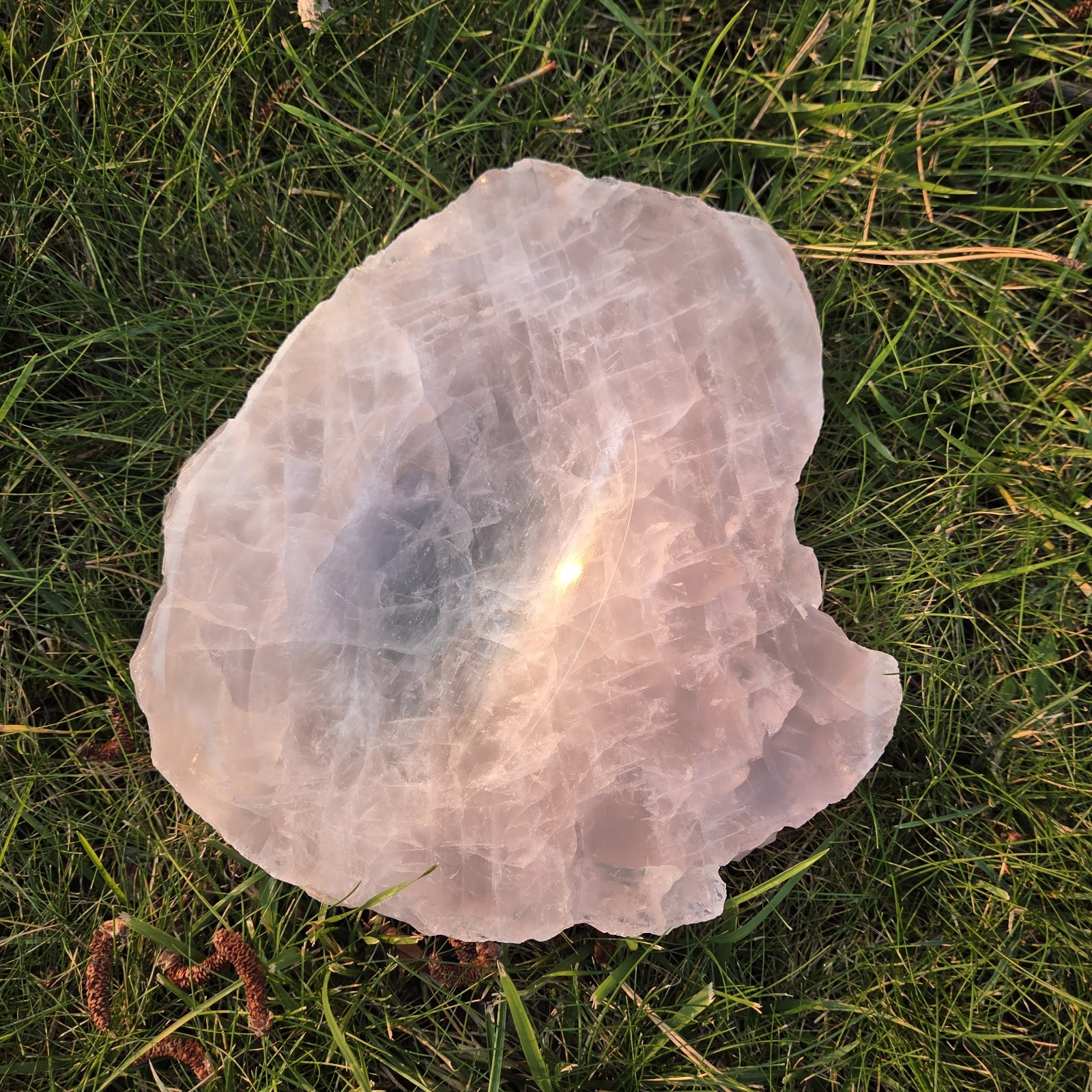 Solid Rose Quartz Crystal Bowl Trinket Dish Pink Gemstone Vanity Tray Raw Edge