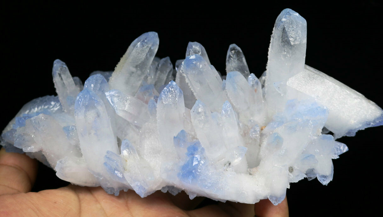 1.72lb Rare Beatiful Blue Tibetan Ghost phantom Quartz Crystal Cluster Specimen