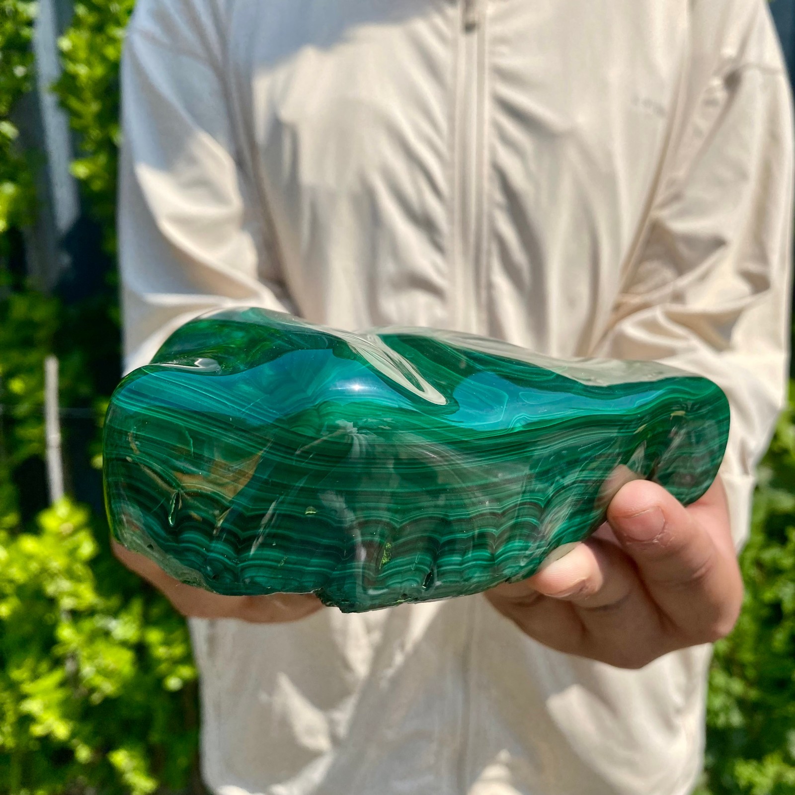 2.35LB Natural glossy Malachite transparent cluster rough mineral sample
