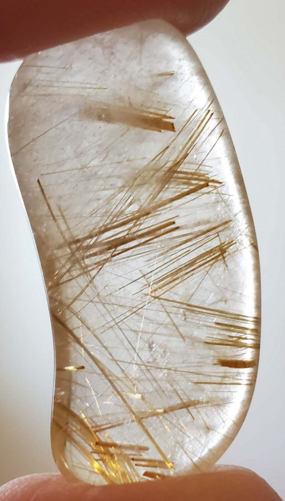 Natural Rutilated Quartz Stone Approx. 50 Carats Size: 33 mm x 15 mm x 6 mm 