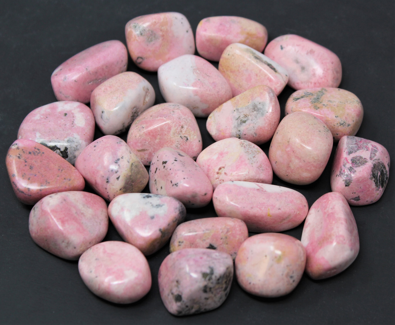 2 oz Rhodonite Tumbled Stones: ‘A’ Grade Natural Polished Crystal