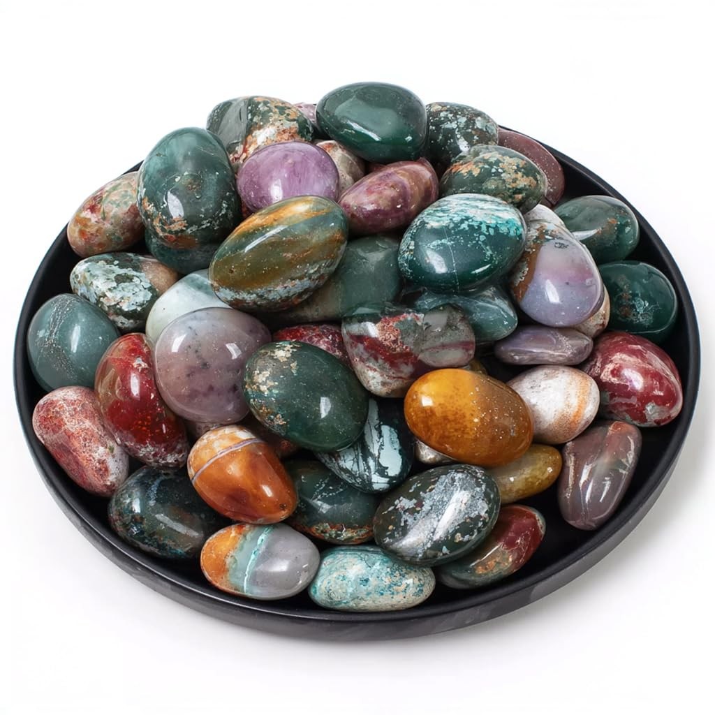 SigMntun Ocean Jasper Healing Crystal Stone Set – 24 Pieces, 0.6″ Natural and…