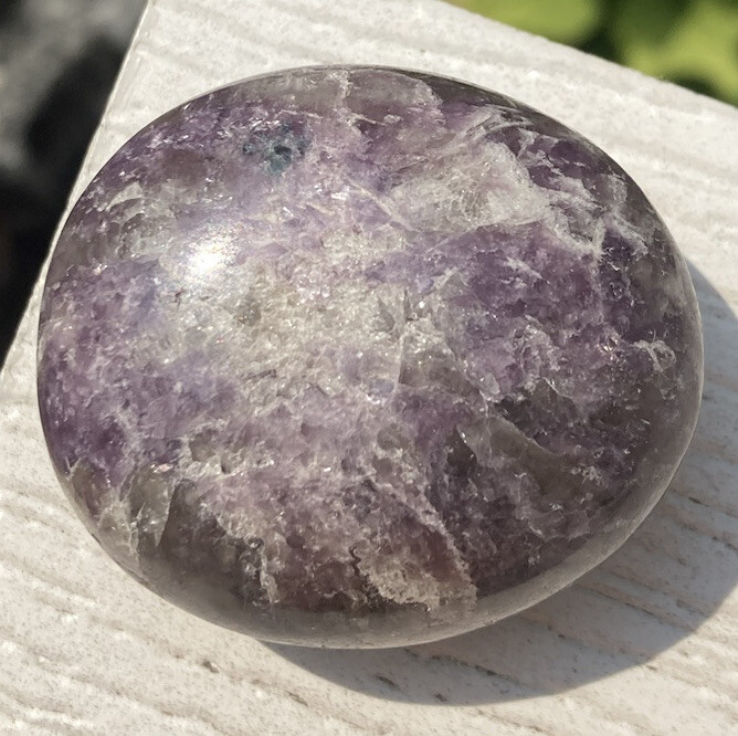 Handmade Polished LEPIDOLITE & INDICOLITE Crystal Palm Stone MADAGASCAR 1.8″
