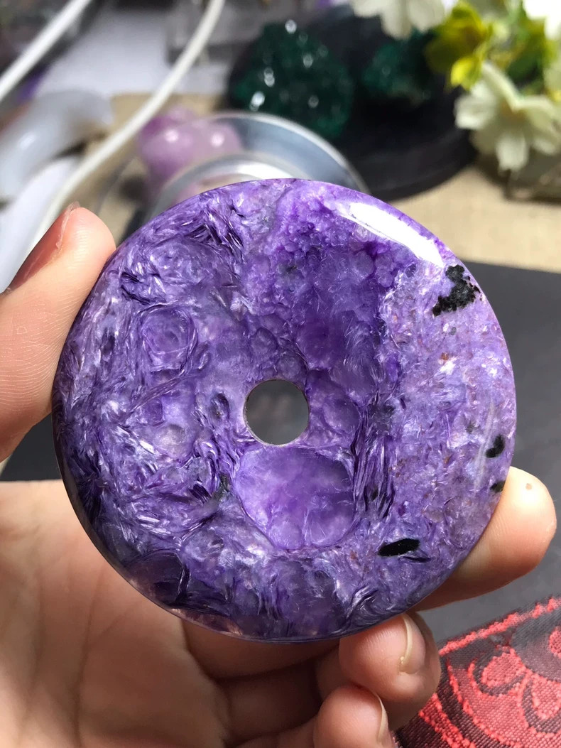 Charoite Donut Large Purple Charoite Circle Healing Crystal Home Decor Ornament