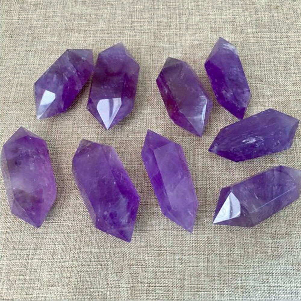 2pcs 30-60mm Natural Purple Amethyst Quartz Crystal Point Wand Obelisk Stone DIY