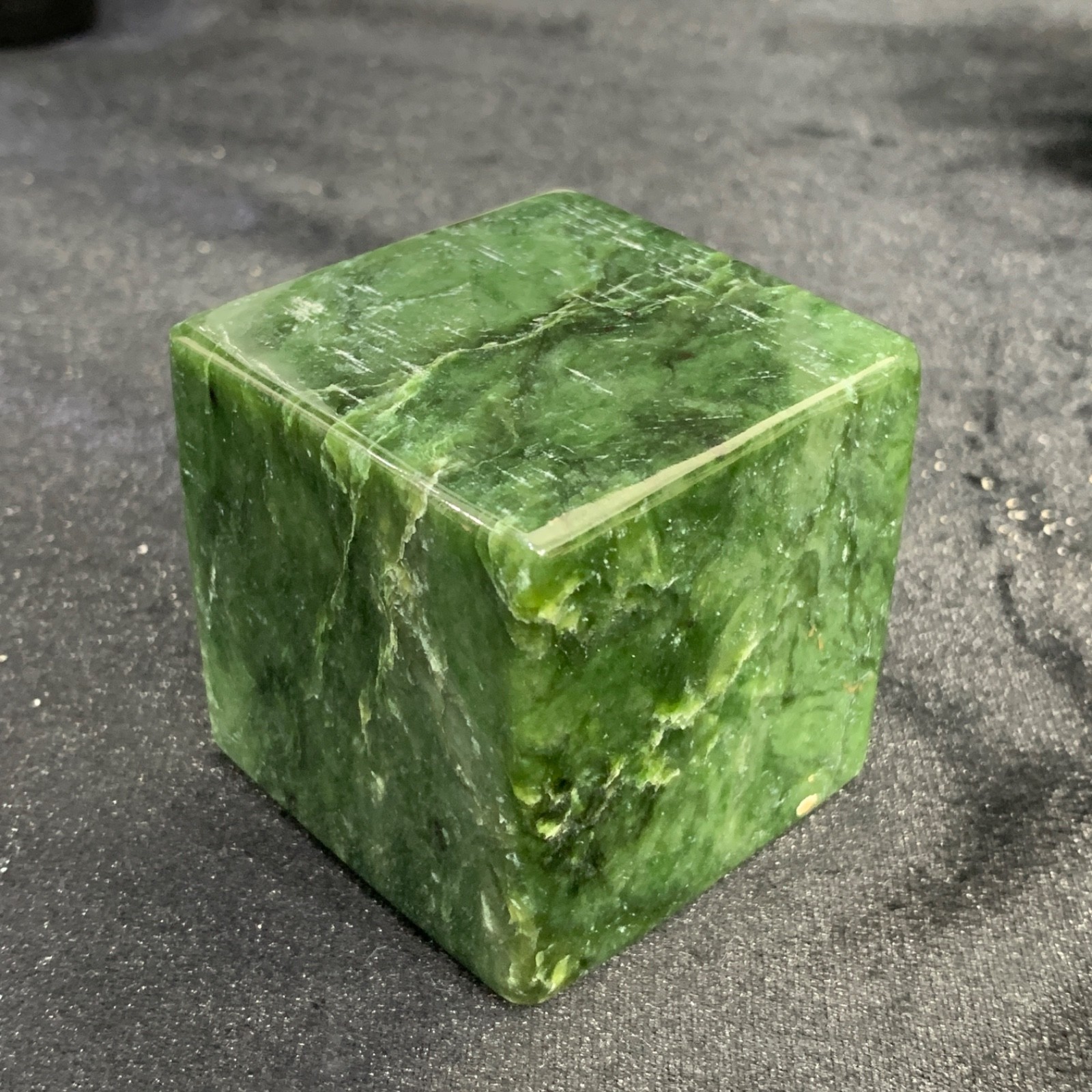 Top Quality Nephrite Jade Cube – 360g Hand-Polished Natural Healing Stone