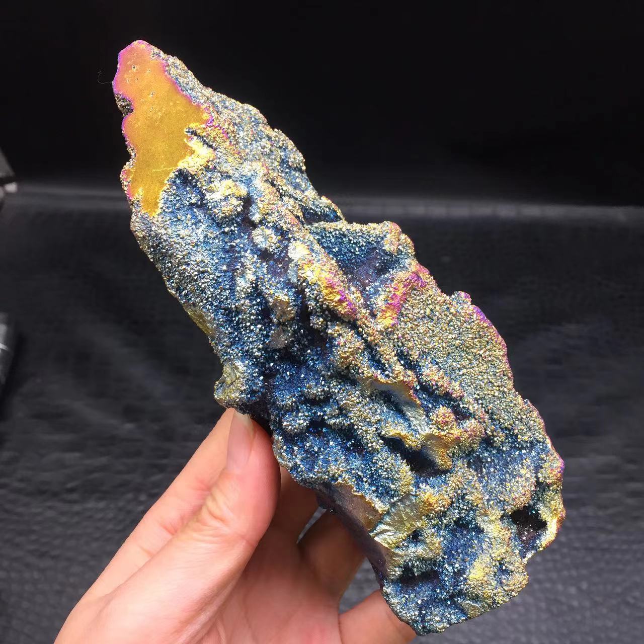 Angel Aura Natural Sphalerite Druzy Crystal Geode Point Pillar Healing Decorate