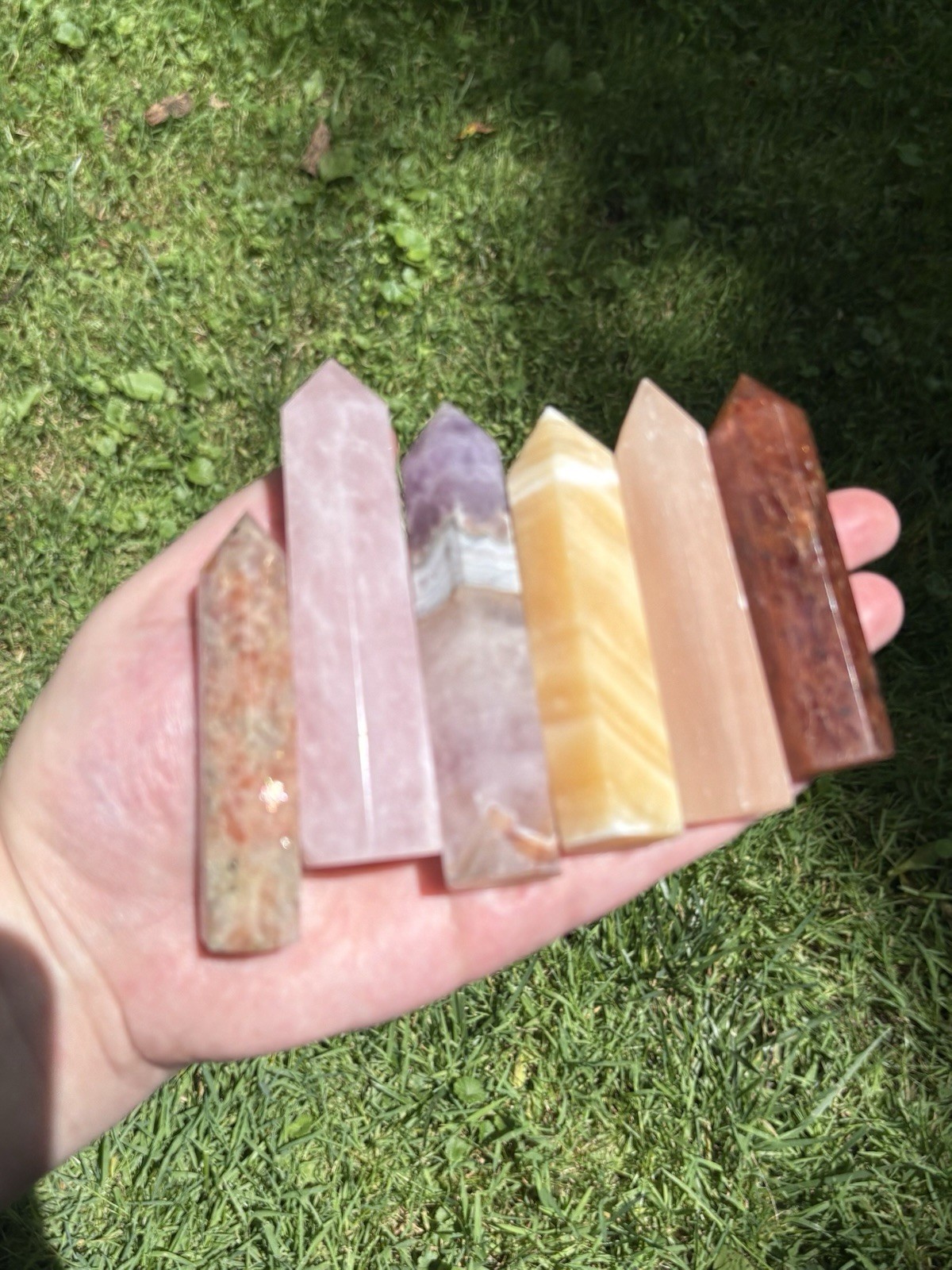 Bulk Crystal Towers Lot- Sunstone, Rose Quartz, Orange Calcite, Amethyst & More
