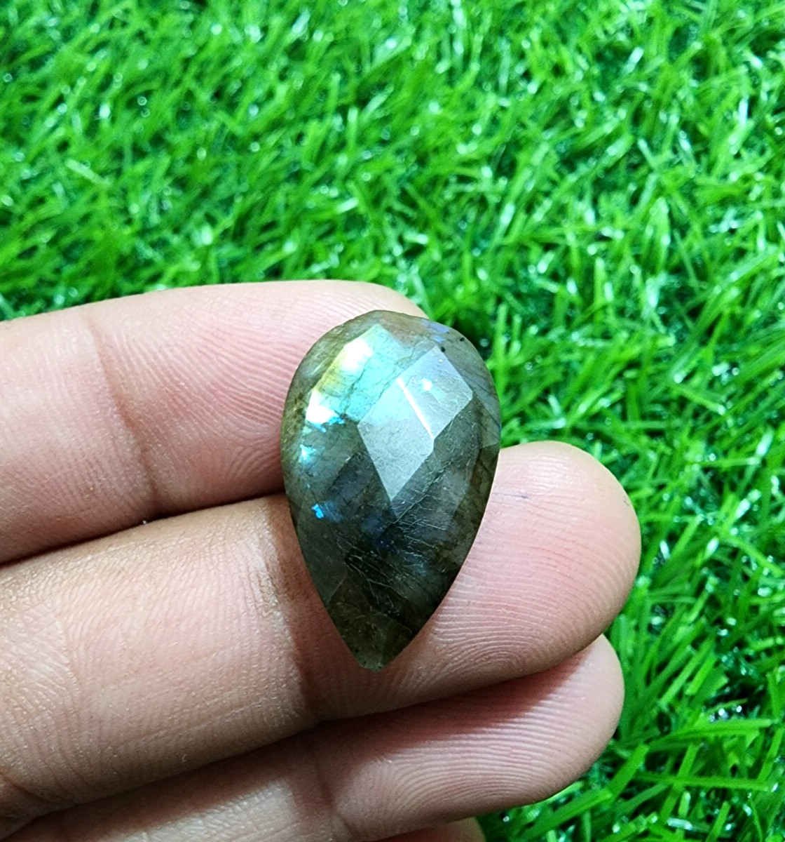 Lovely A+ Labradorite Checker Cut Faceted Pear Shape 18 Crt Gemstone For Jewelry
