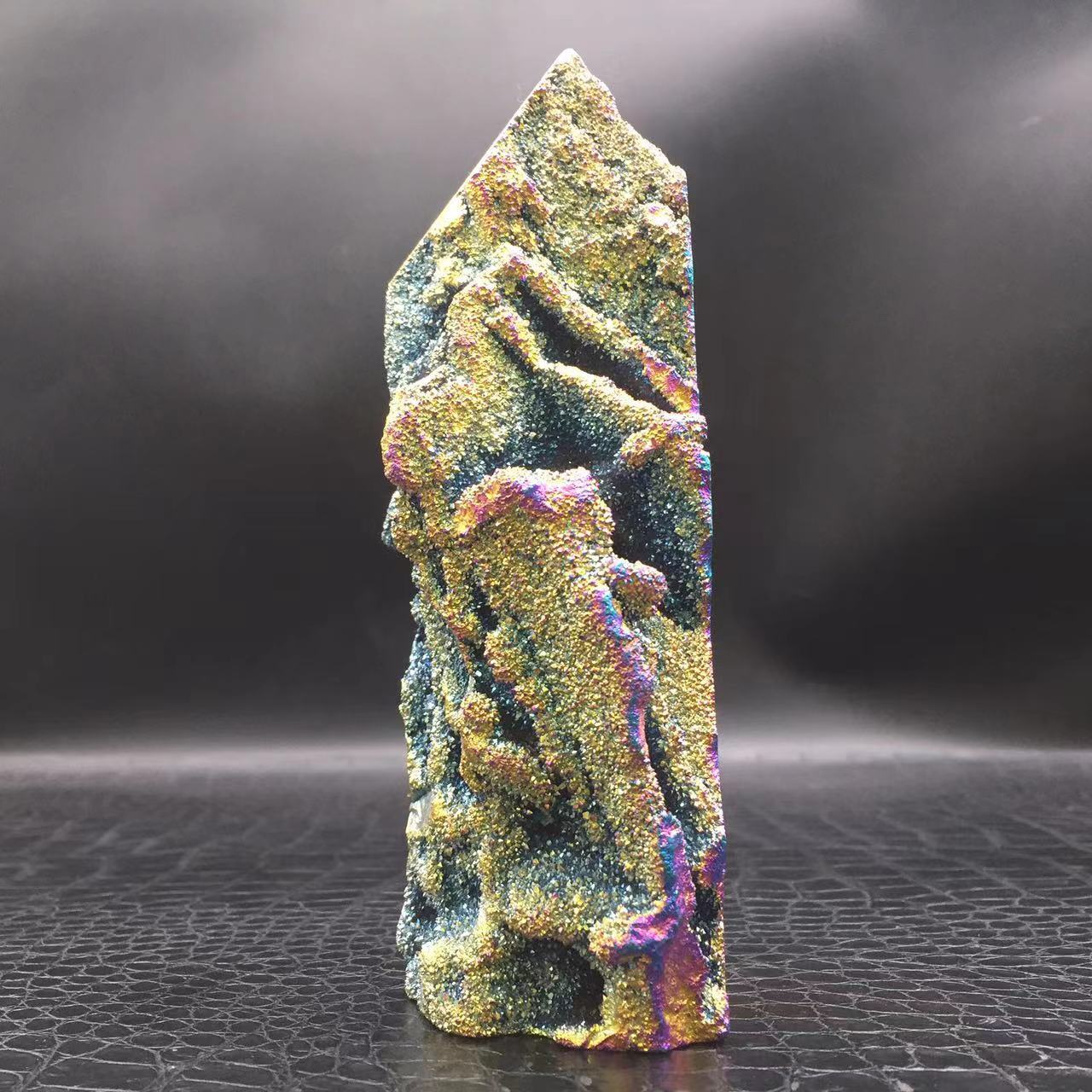 Angel Aura Natural Sphalerite Druzy Crystal Geode Point Pillar Healing Decorate