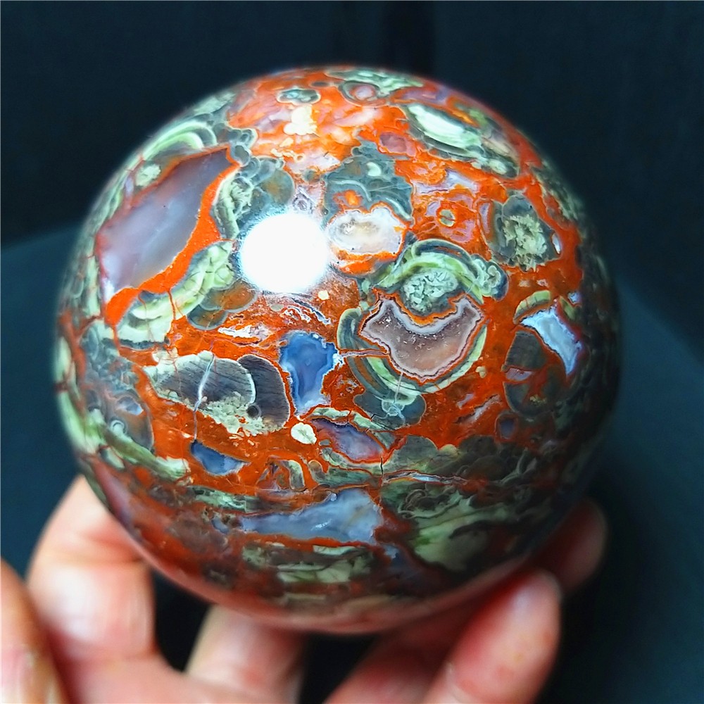 RARE 615.2g 76mm Natural Polished Colorful Agate Crystal Ball Healing A4894