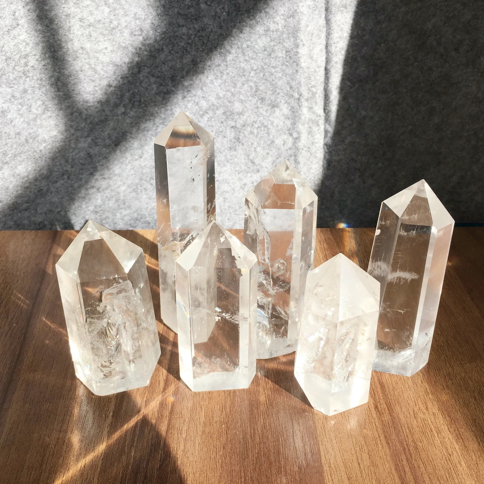 6PCS Natural clear quartz obelisk crystal WAND point healing random