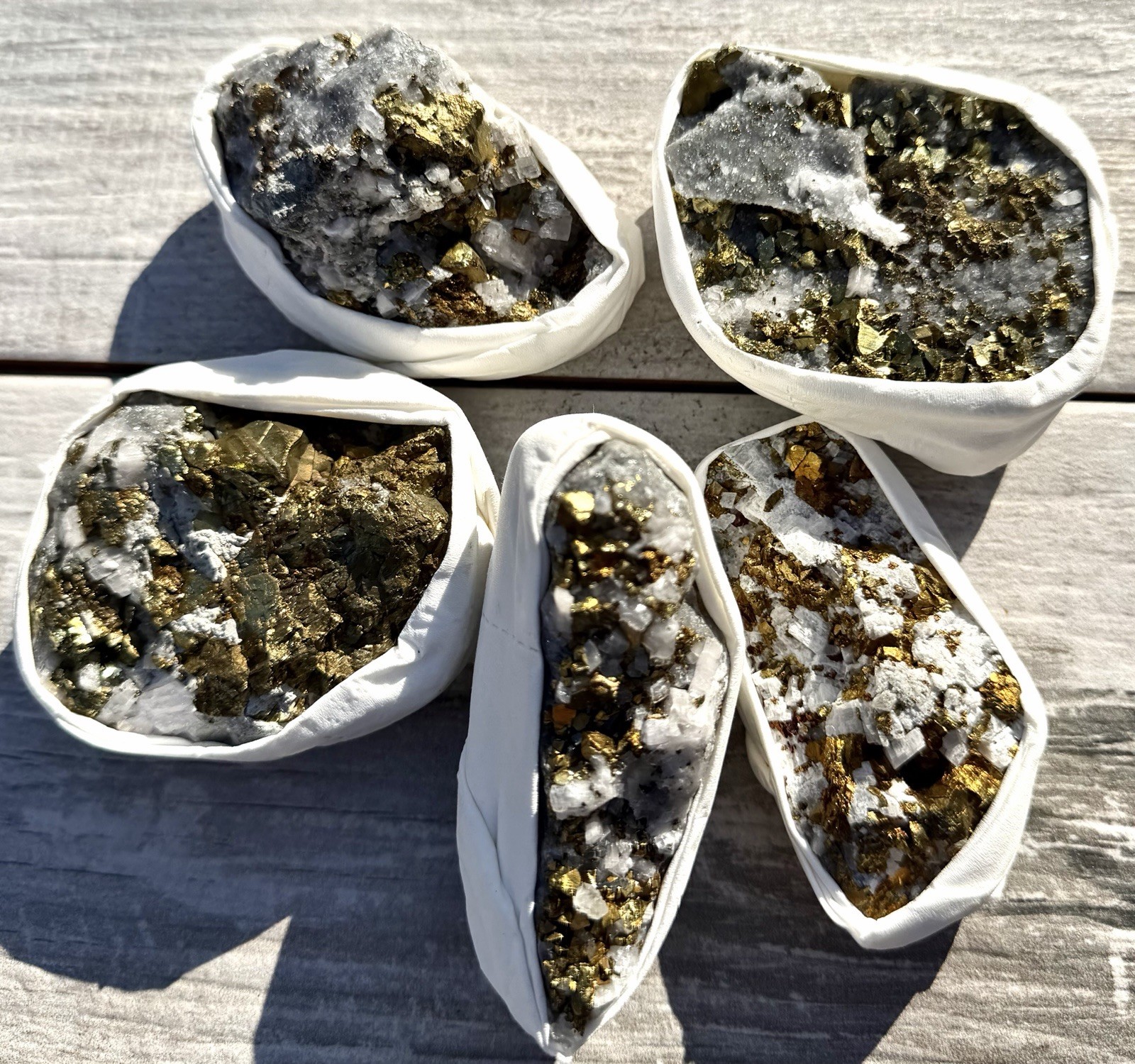 Wholesale Lot ~2lbs Chalcopyrite On Calcite Specimen Natural Crystal Healing