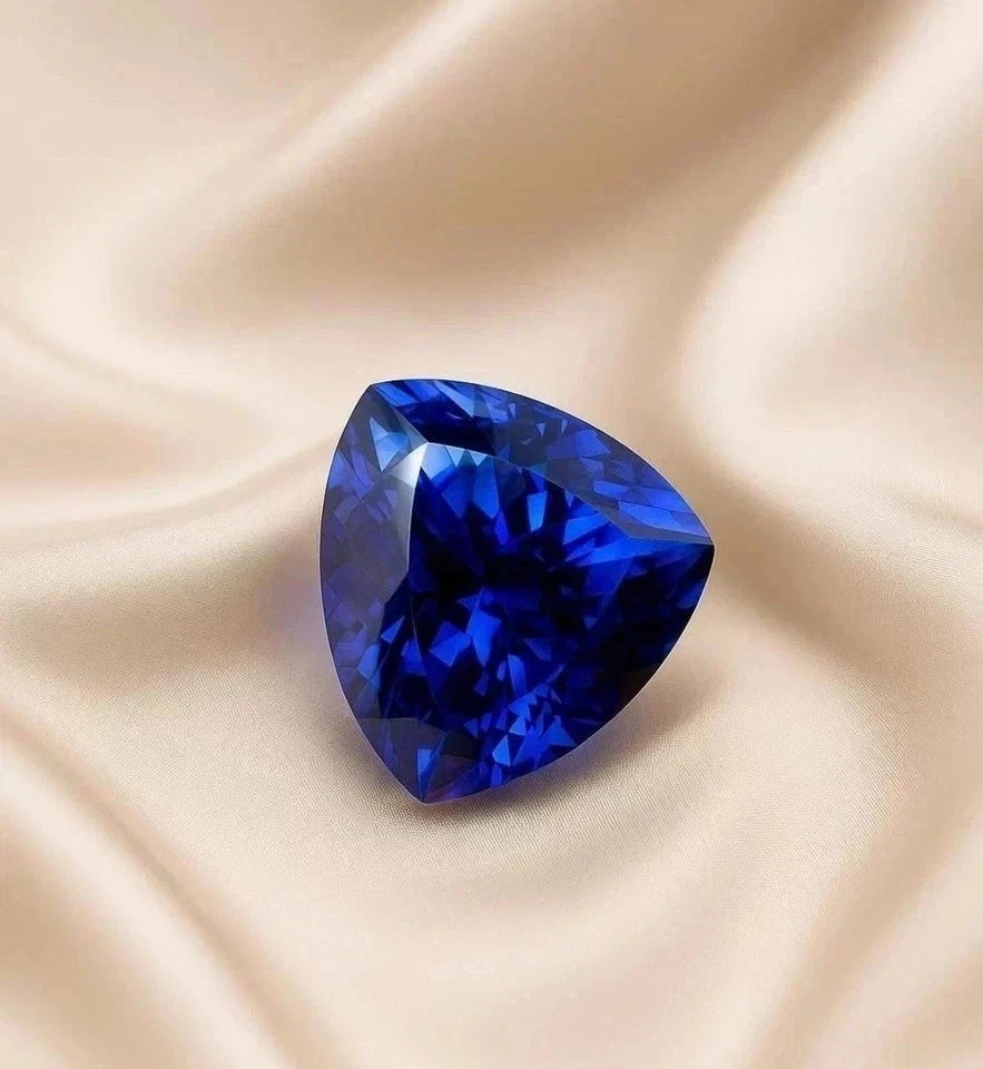 10 Ct+ EGL Certified Natural Blue Sapphire Trillion Cut Flawless Loose Gemstone
