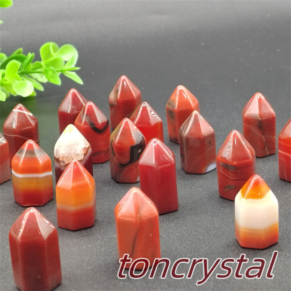10pcs Top Natural Red Agate Mini Obelisk Quartz Wand Crystal Point Reiki Healing