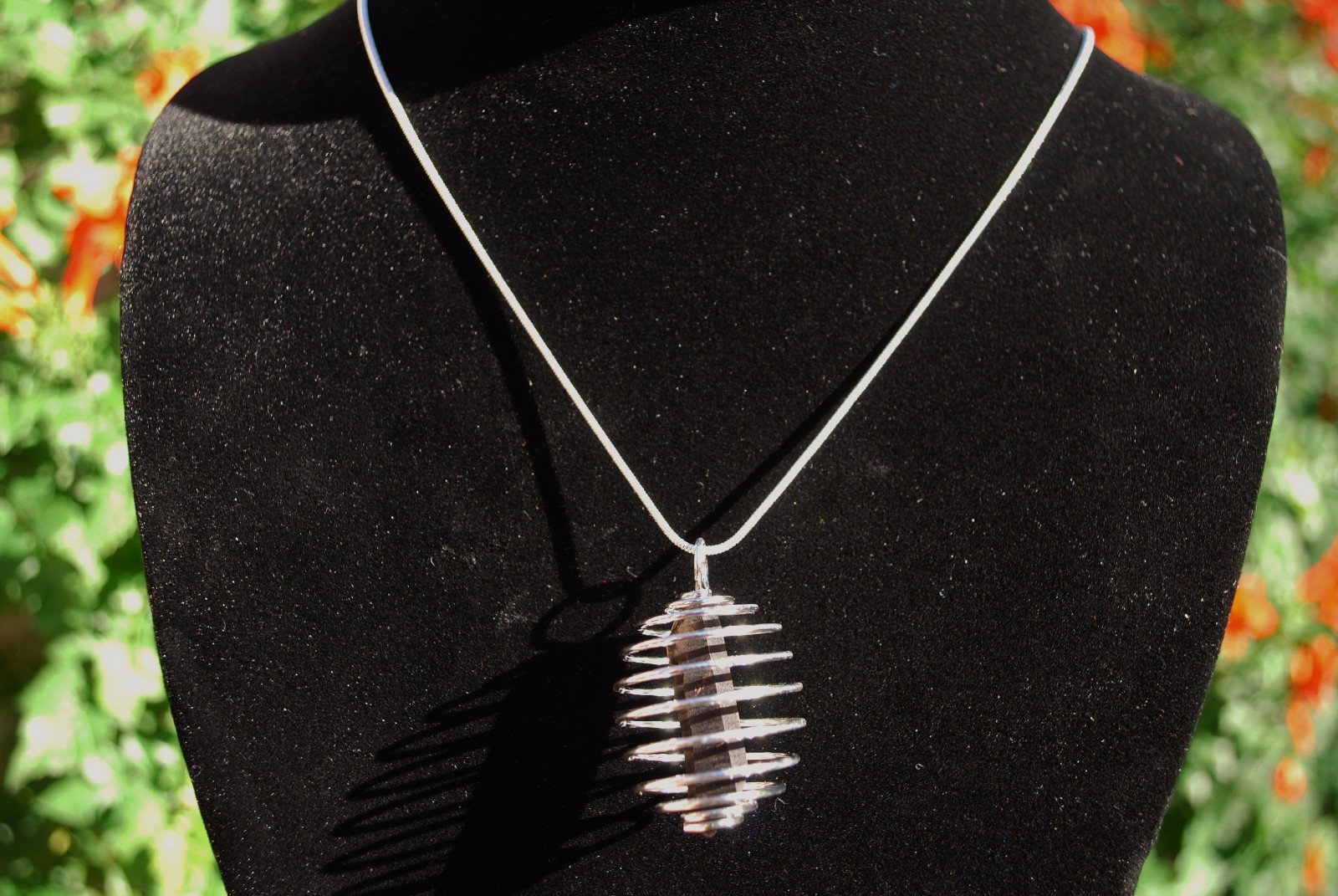 Charged Smokey Quartz Crystal Pendant EMF Protection 20″ Stainless Steel Chain