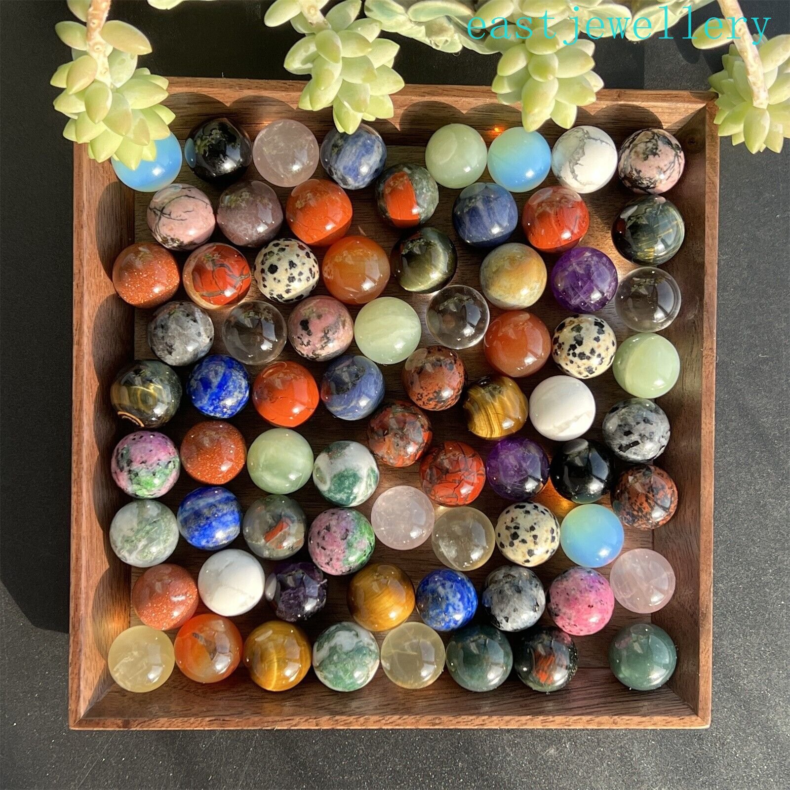 15mm+ box Natural Mixed Sphere quartz crystal ball Palm stone reiki healing 20x