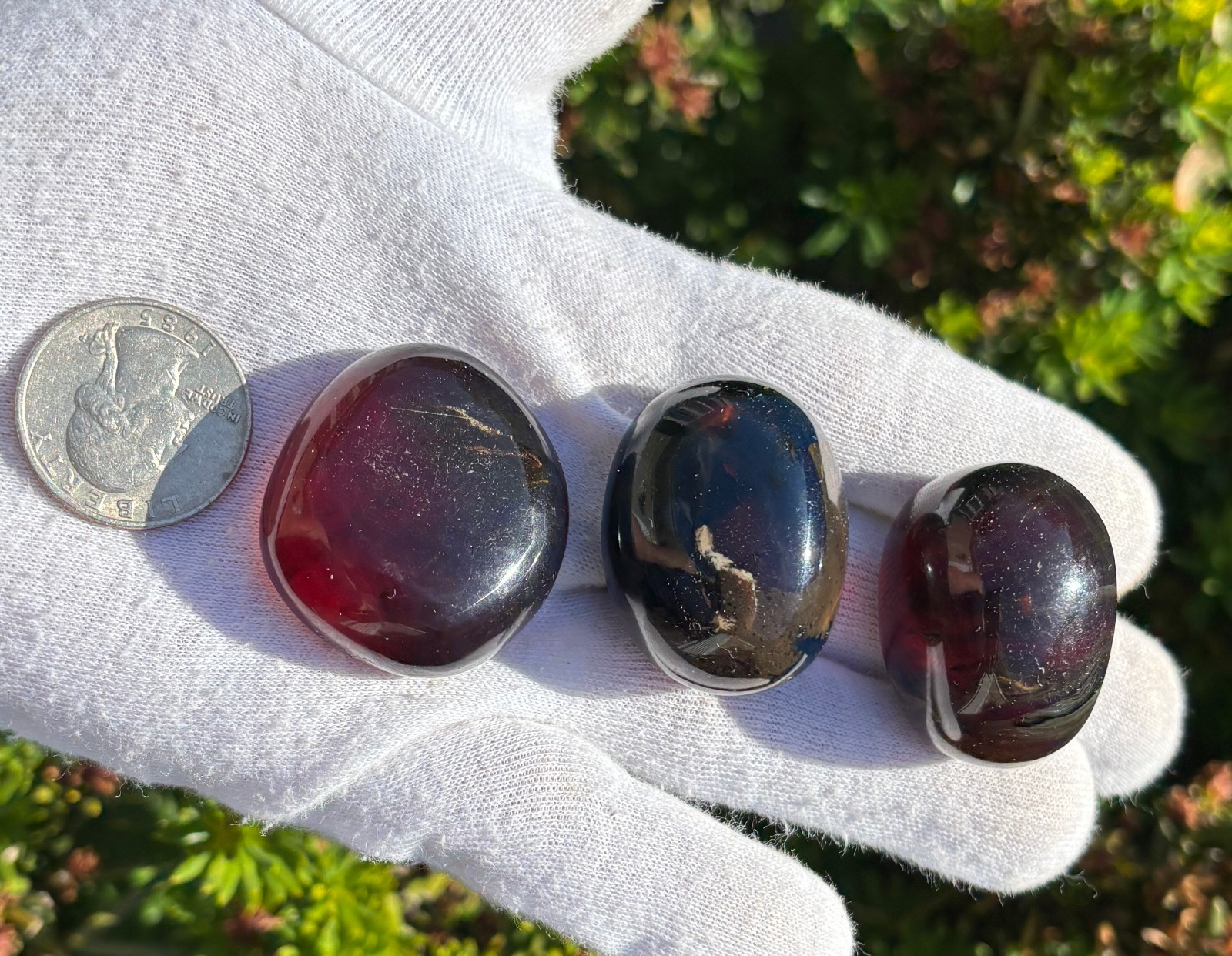 38g LOT 3 AUTHENTIC BLUE AMBER TUMBLE STONES TUMBLES STONE