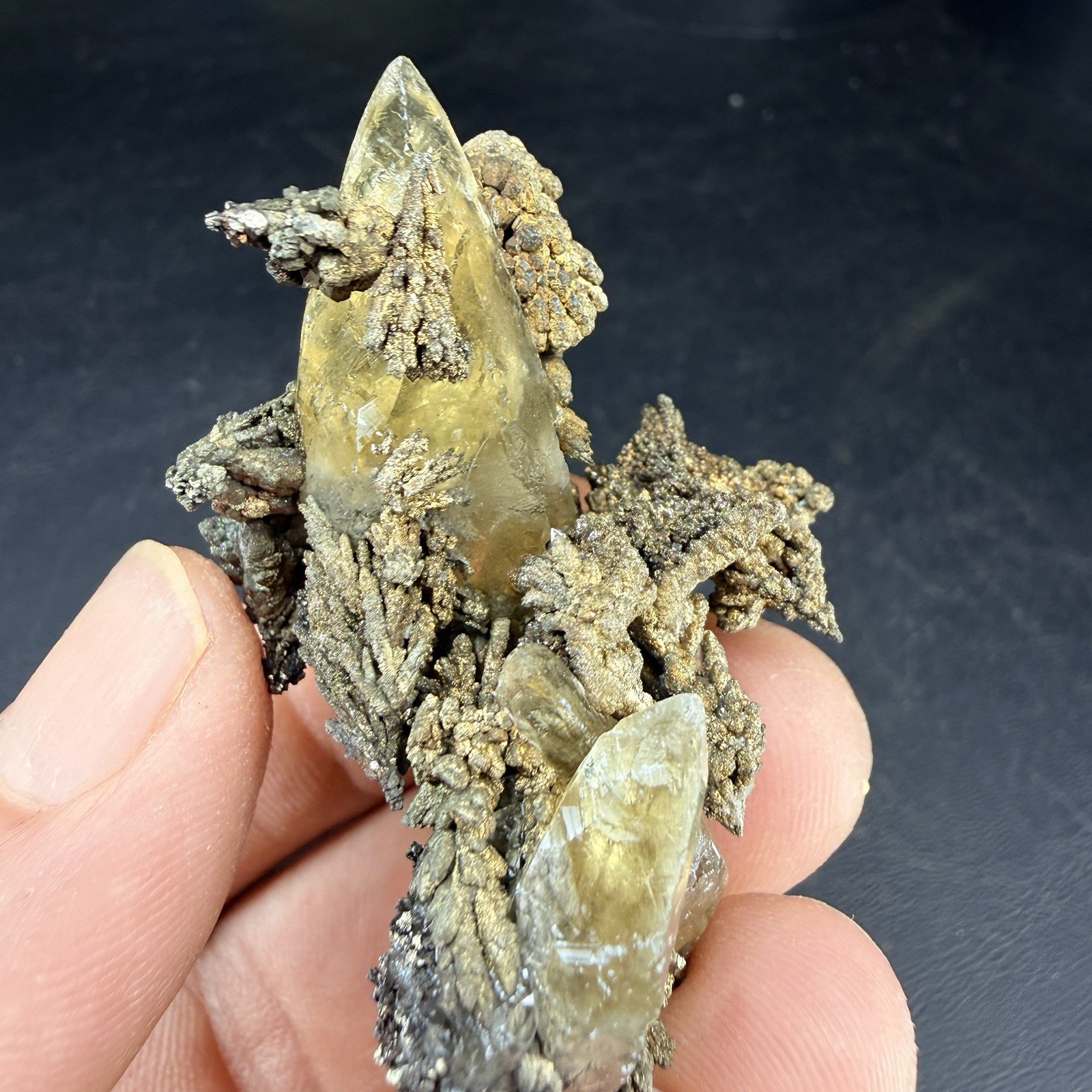 Golden Calcite Flower Chalcopyrite Crystal Combo / Sweetwater Mine *Video*