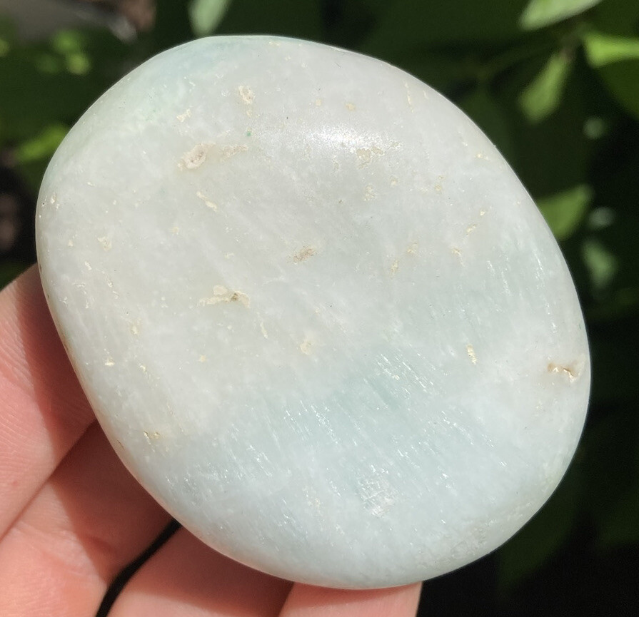 Handmade Polished BLUE ARAGONITE Healing Crystal Palm Stone KIPUSHI CONGO 2.44″