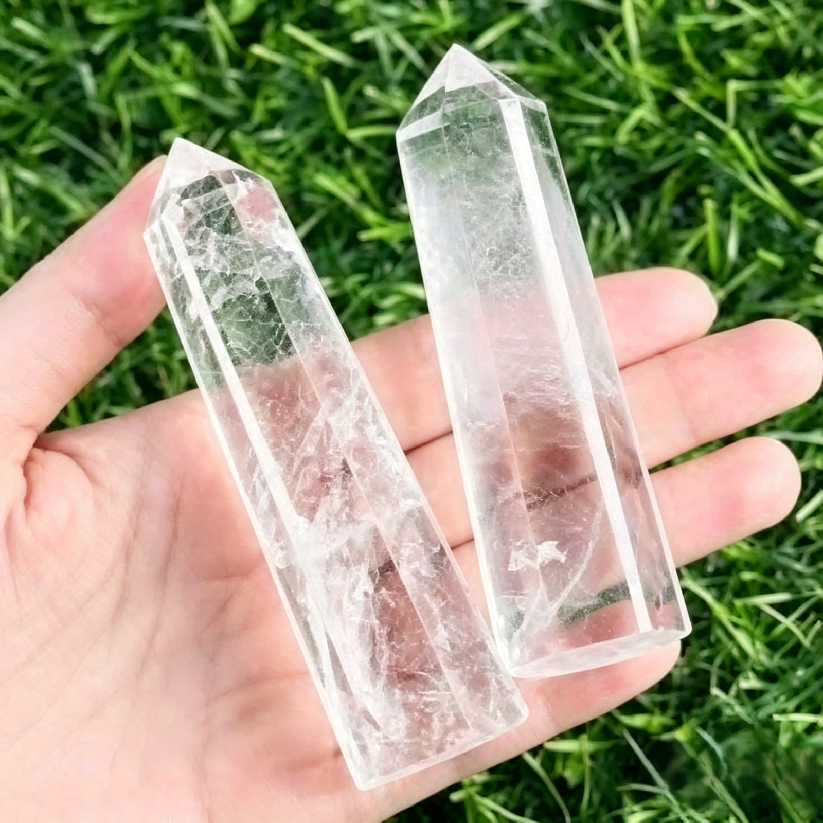 Natural Clear quartz tower 3-4in polished white crystal healing master