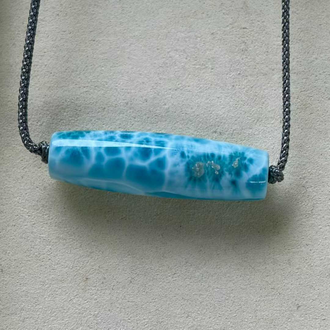 46*13*11mm Natural larimar Quartz Crystal dzi pendant Mineral gem Reiki energy