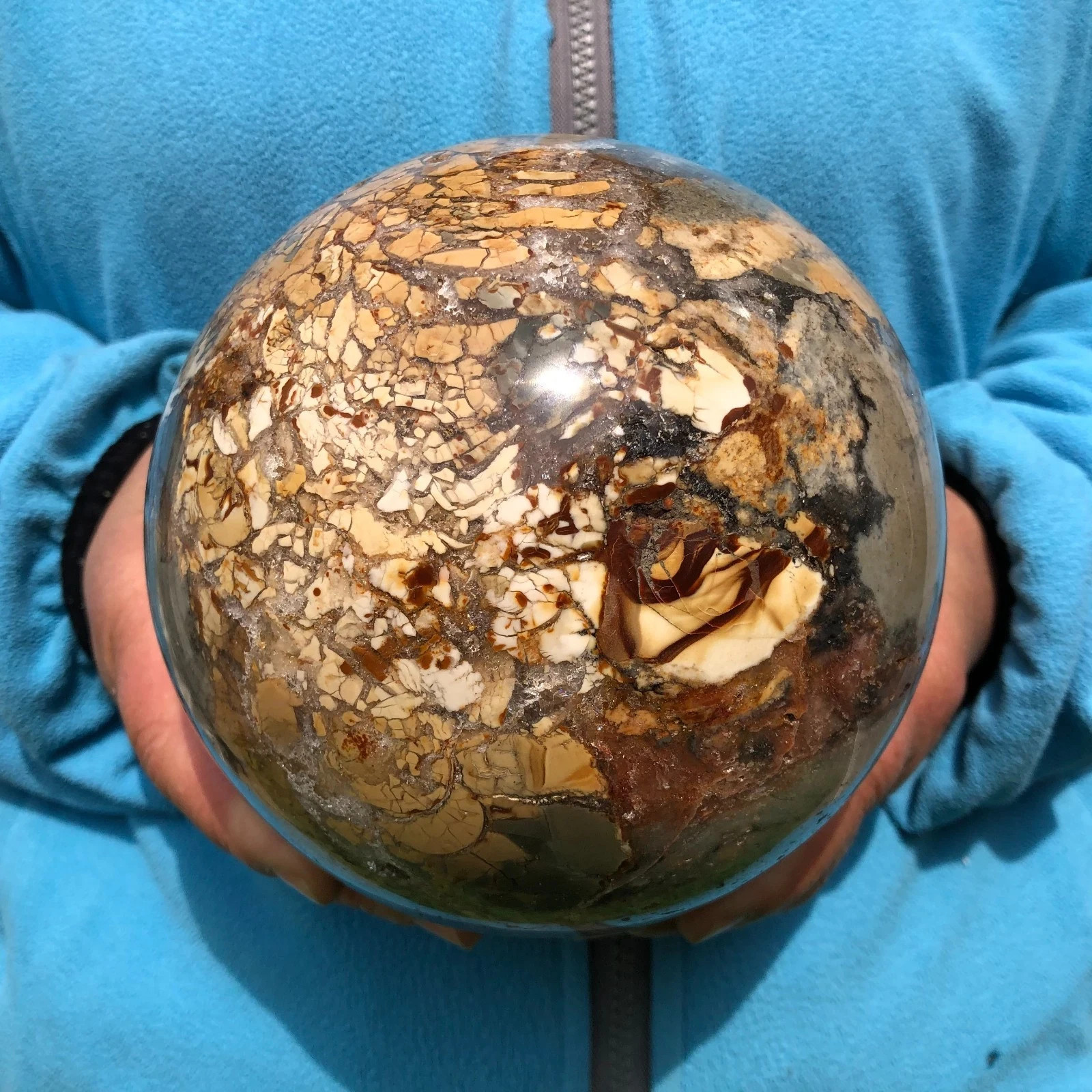 7.7LB Natural Ocean Stone Quartz Sphere Crystal Ball – Madagascar w/STAND