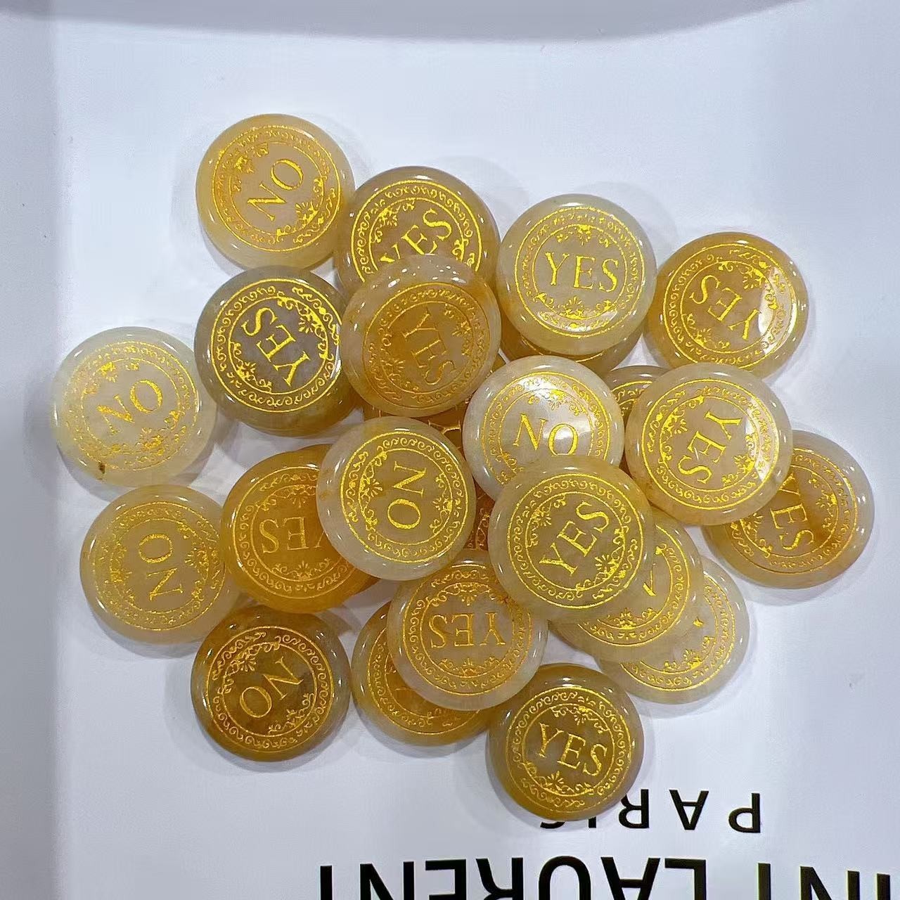 5PCS Crystal Yes No Decision Maker Coin Engraved Worry Stone Divination