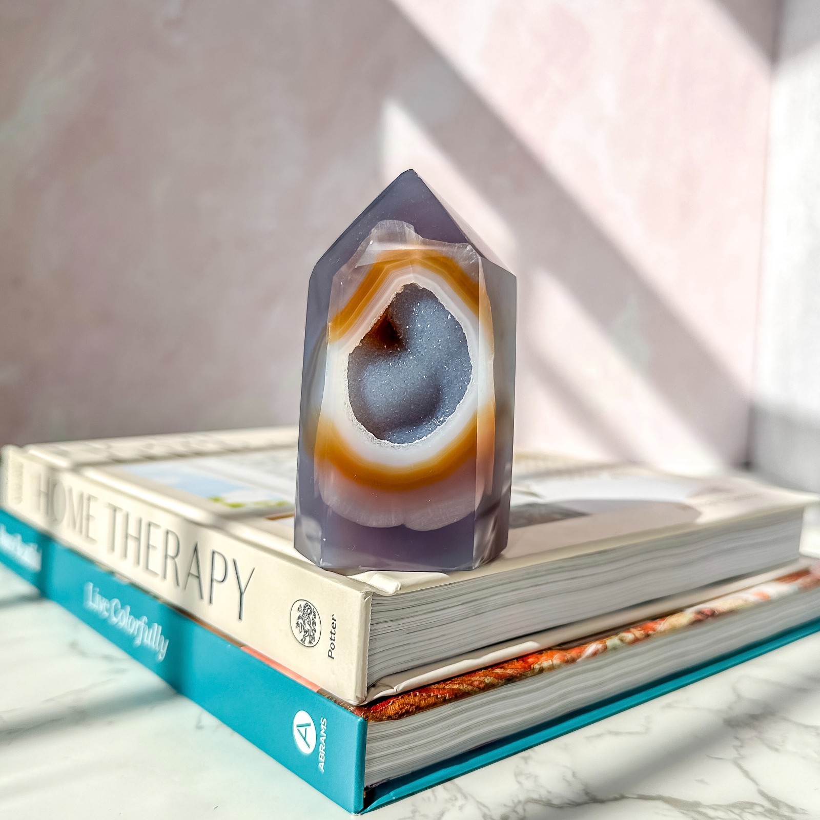 Agate Tower with Druzy (10.1 oz) | Natural Gemstone Home Decor
