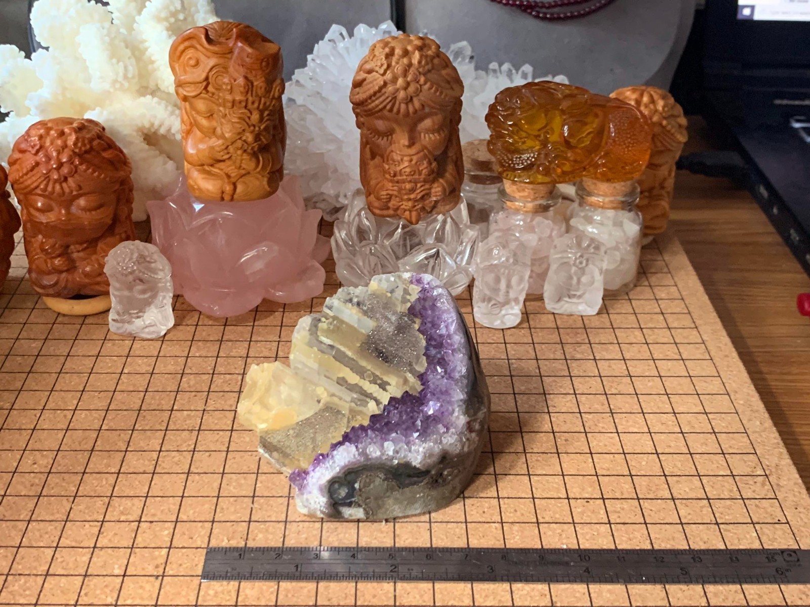 Multicolour Amethyst & Calcite Colorful Crystal Geode Cluster – 253 Grams (#048)