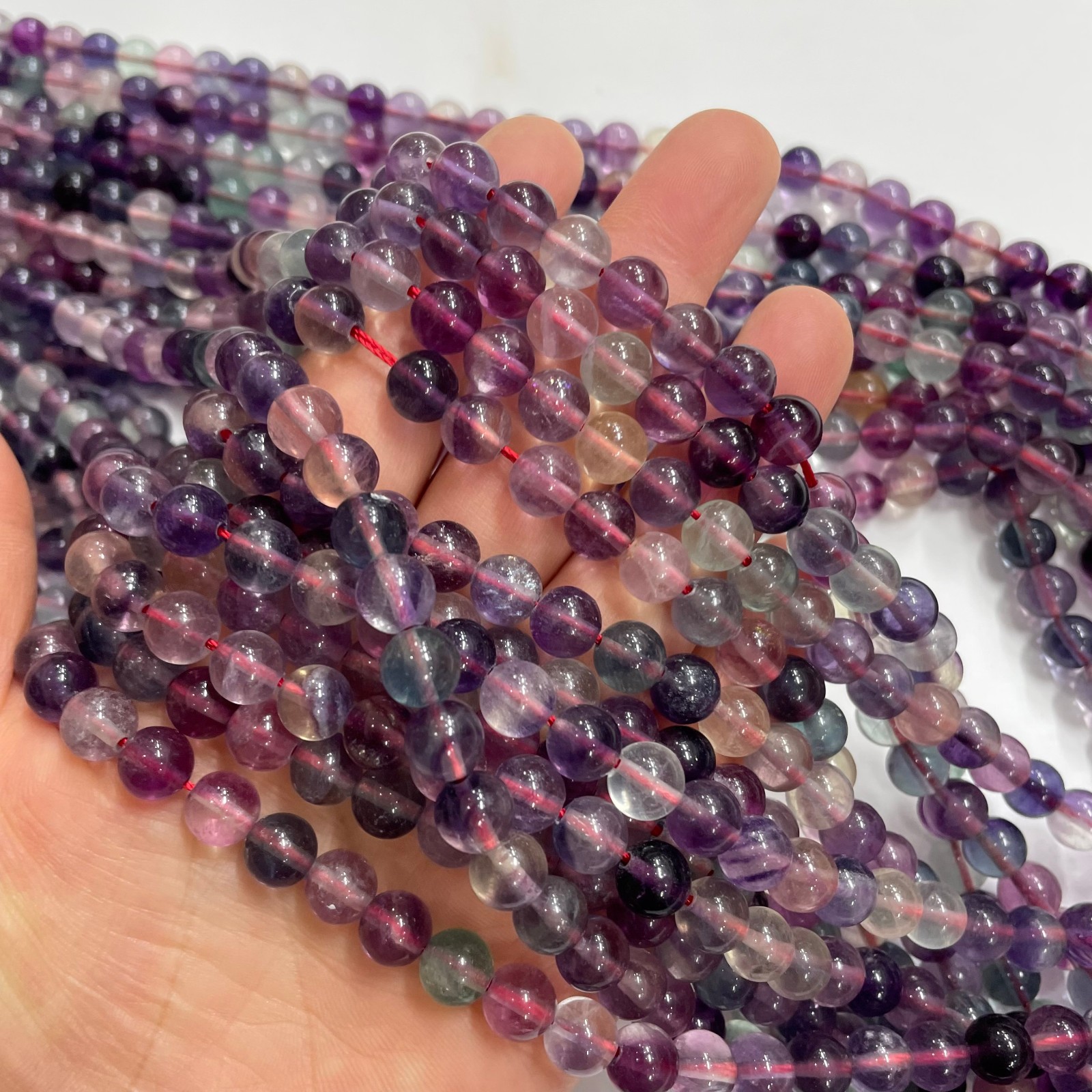 8mm Various colors of fluorite round bead crystal string, 1 strand