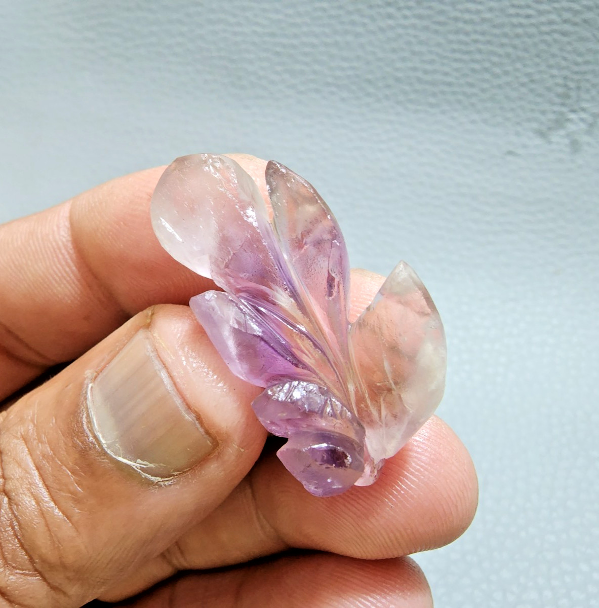 32 Crt Pretty Purple Ametrine Flower Shape Carving Stone Jewelry Making Gemstone