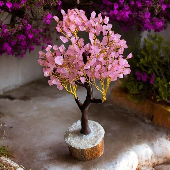 Rose Quartz Gemstone Tree , Crystal for Positive Energy, Money Tree
