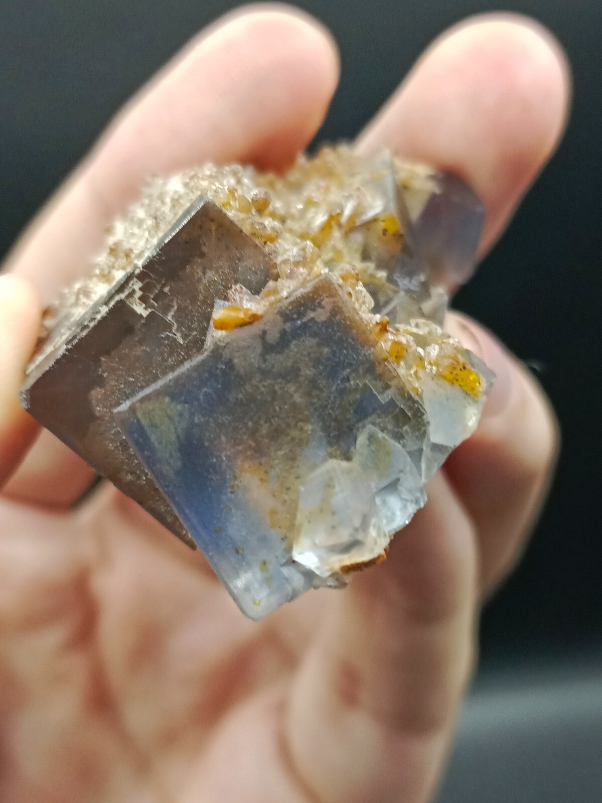 42g Natural Iridescent Cubic Fluorite Crystal Specimen With Blue Inclusions