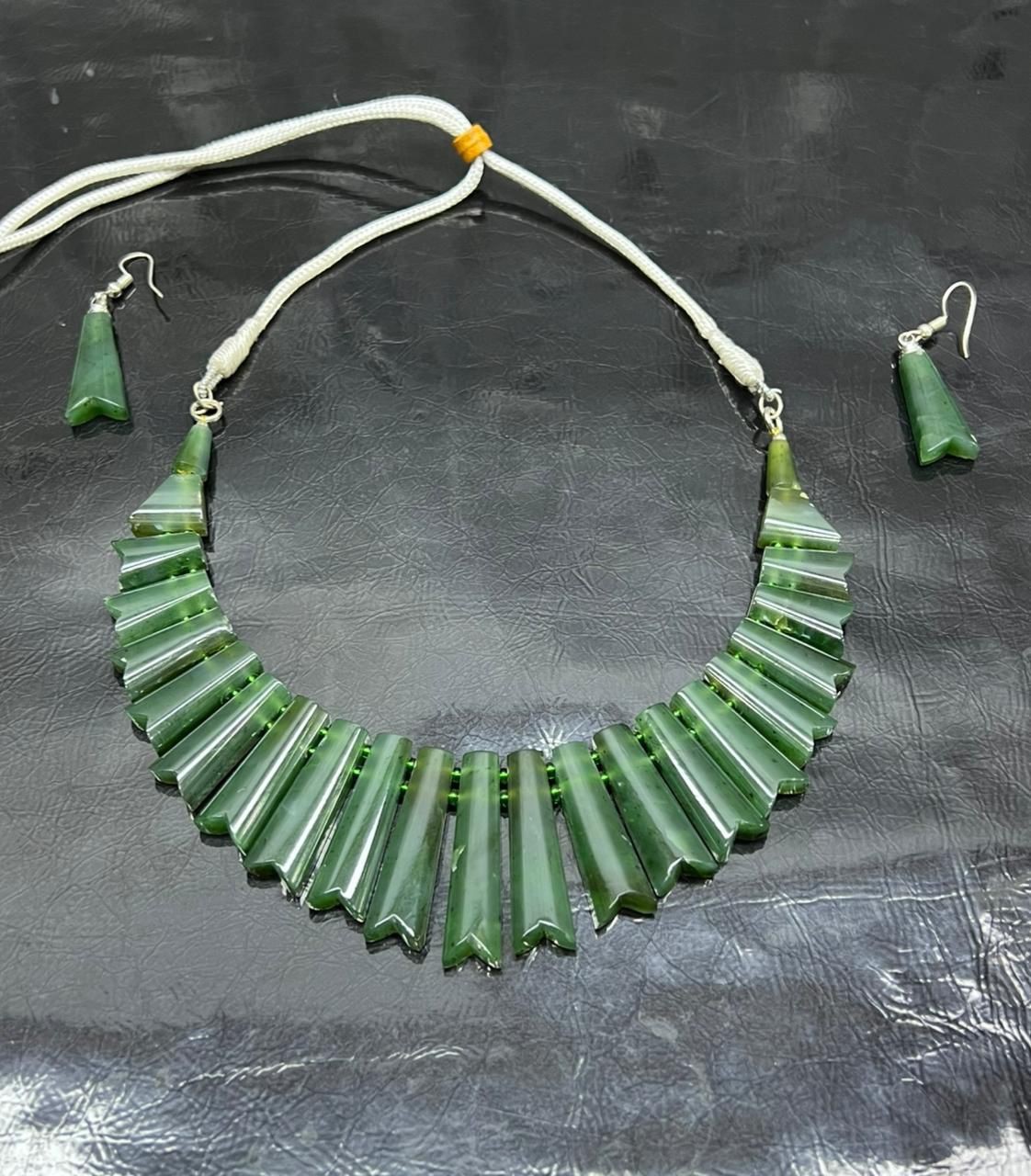 Natural Nephrite Jade Necklace Set | Premium Quality | Handcrafted Jewelry | 87g