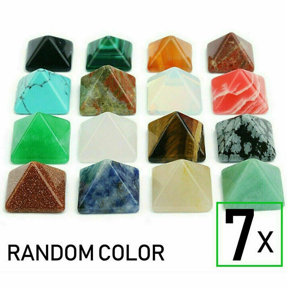 7PCS Chakra Pyramid Set Crystal Healing Natural Spirituality Meditation Stones