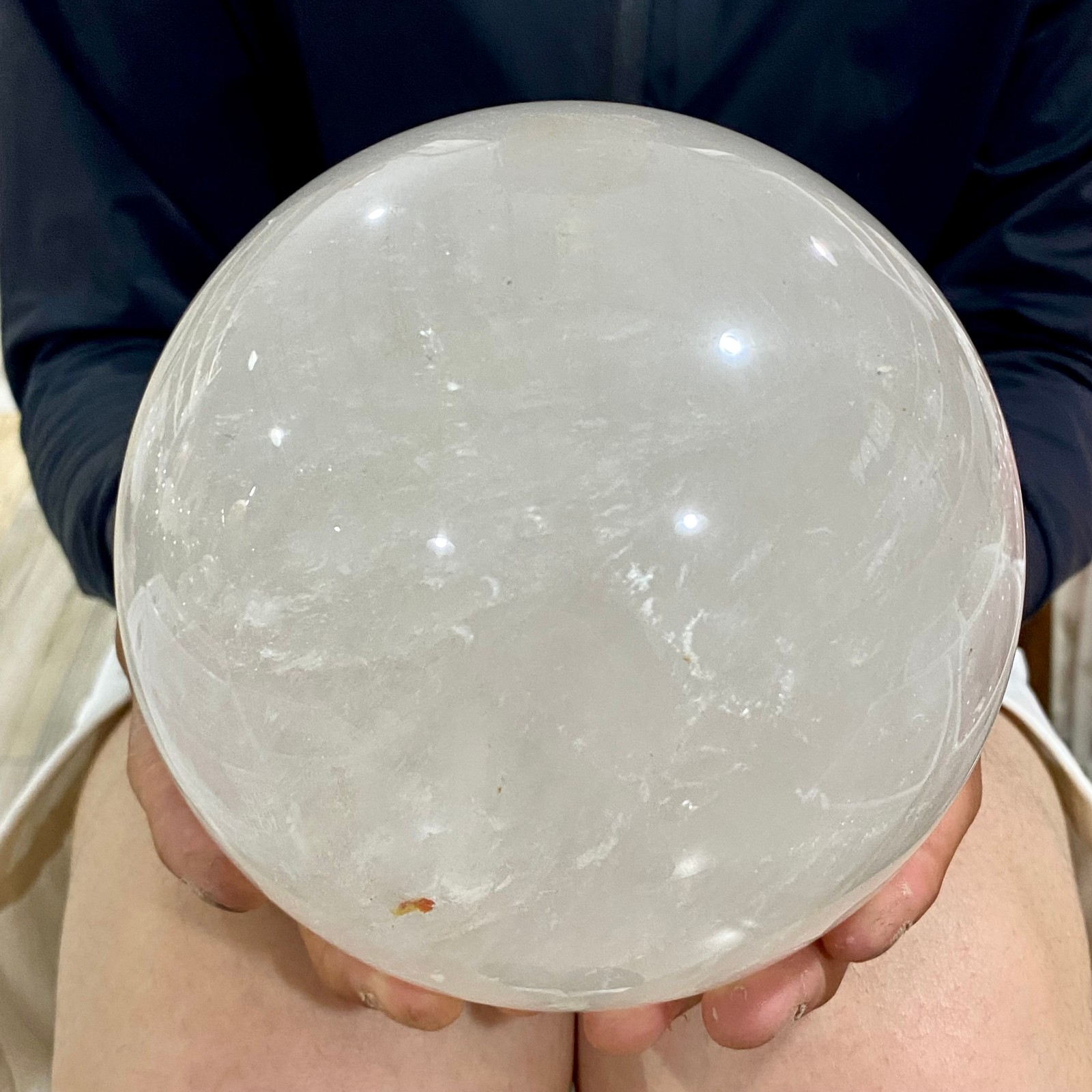 8.13LB Natural White Crystal Clear Quartz Crystal Sphere Ball Healing