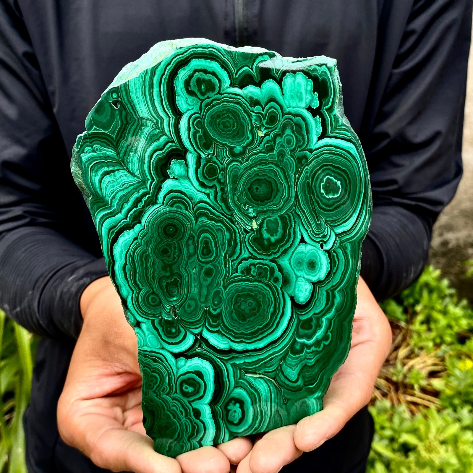 1.87LB Natural malachite slice quartz crystal luster mineral specimen
