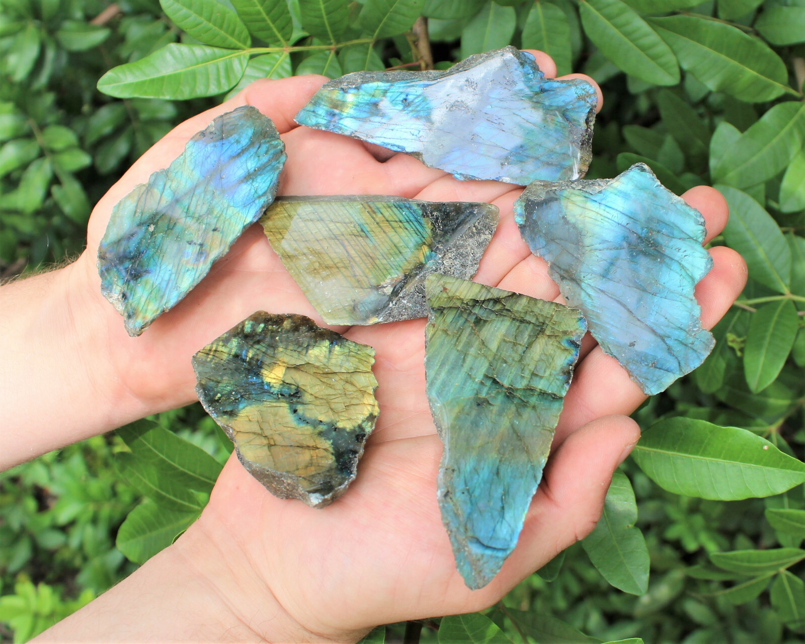 1/2 lb Lots Natural Labradorite Slabs, Polished Face 4 – 7 Peices Wholesale Bulk
