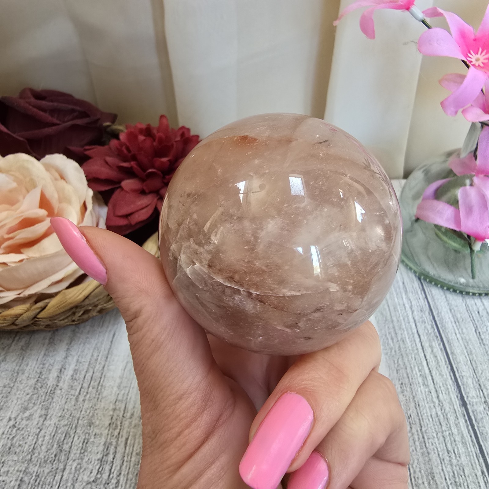 61mm Hematoid Quarts Crystal Sphere lots of depth (4)