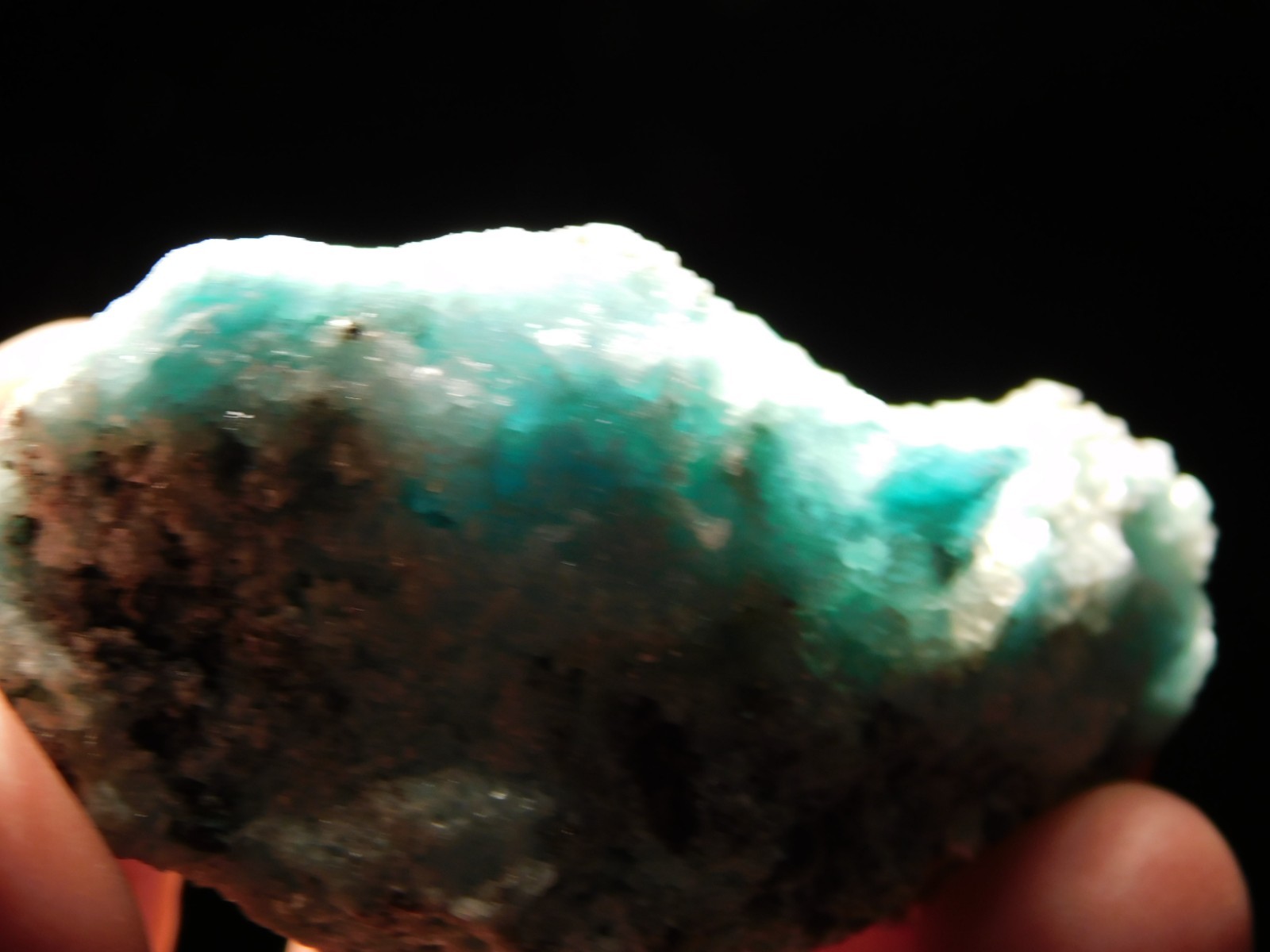 Light BLUE! CHRYSOCOLLA Cluster Under Translucent Druzy Quartz Mexico 77.0gr