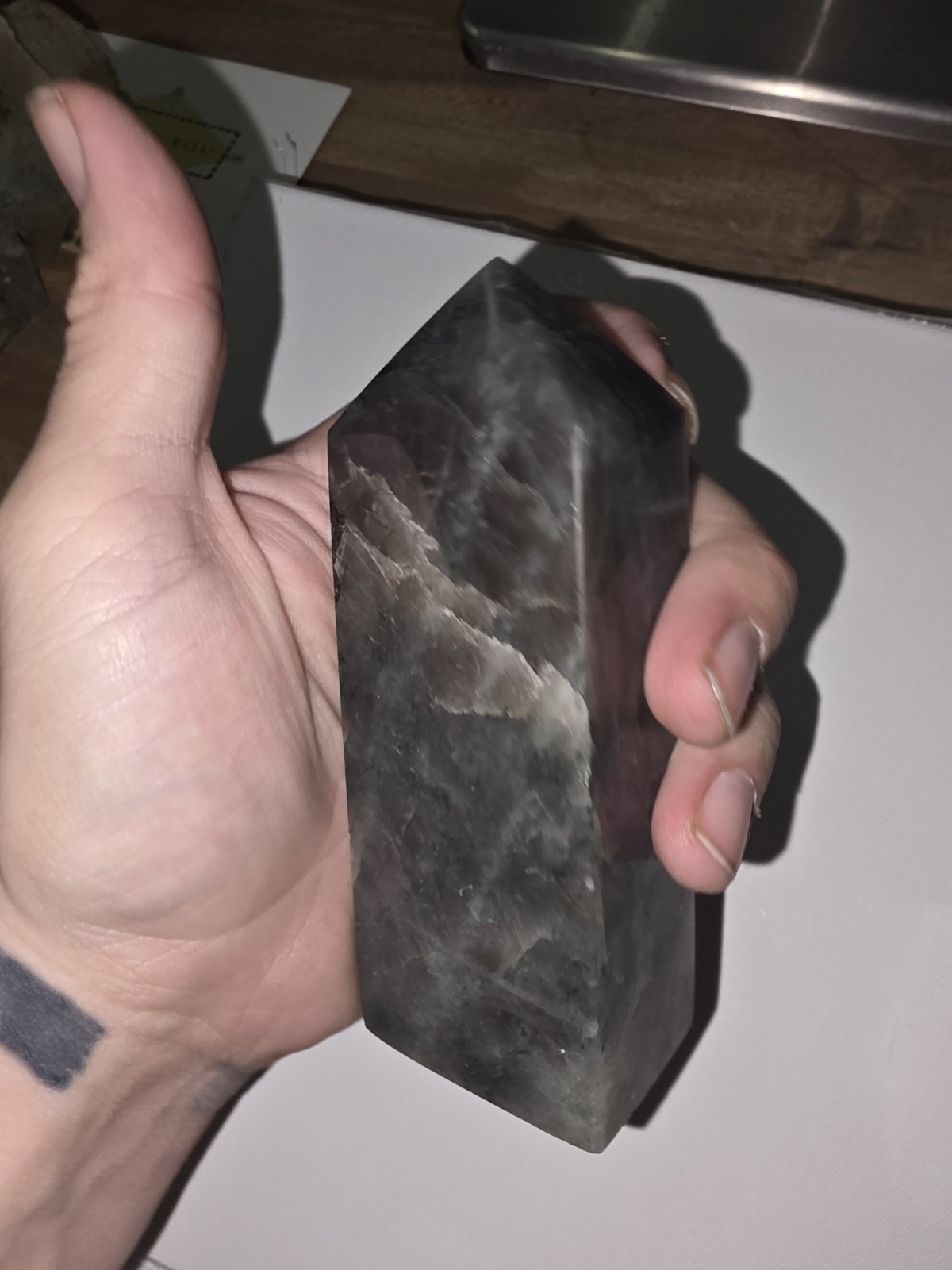 Labradorite Tower – Dark Body with Blue & Gold Fire (350g)