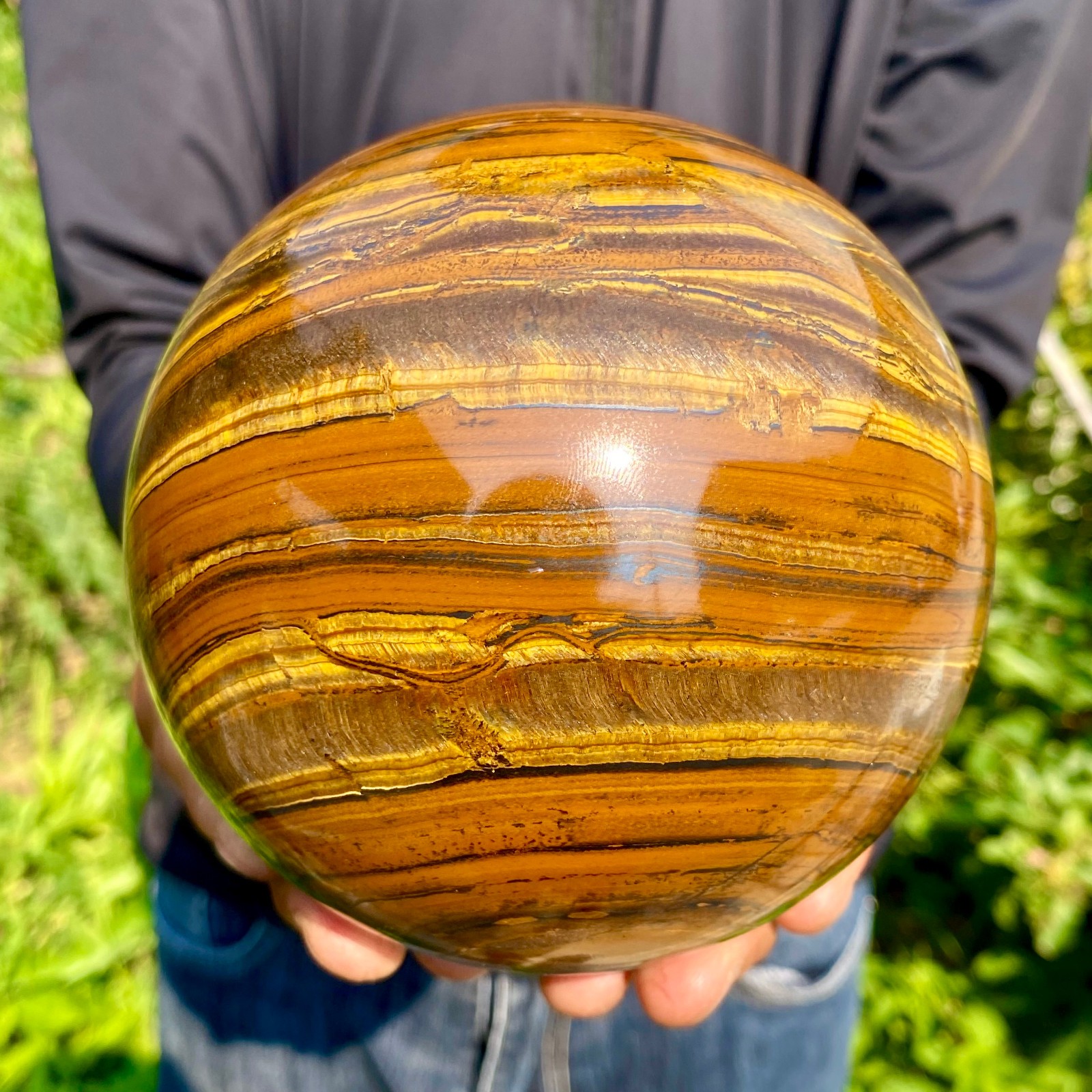 5.79LB Large Natural Tiger Eye Stone Crystal Ball Quartz Healing Sphere Décor