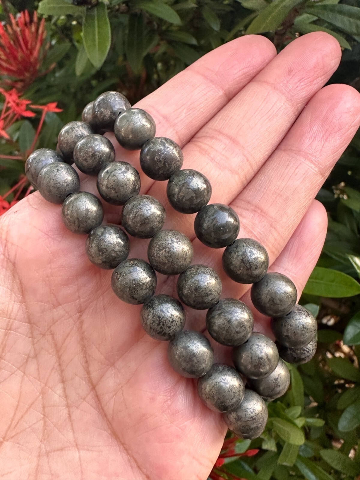 Grade A++ Pyrite Crystal Adjustable Bead Bracelet 10mm, Genuine Pyrite Bracelet