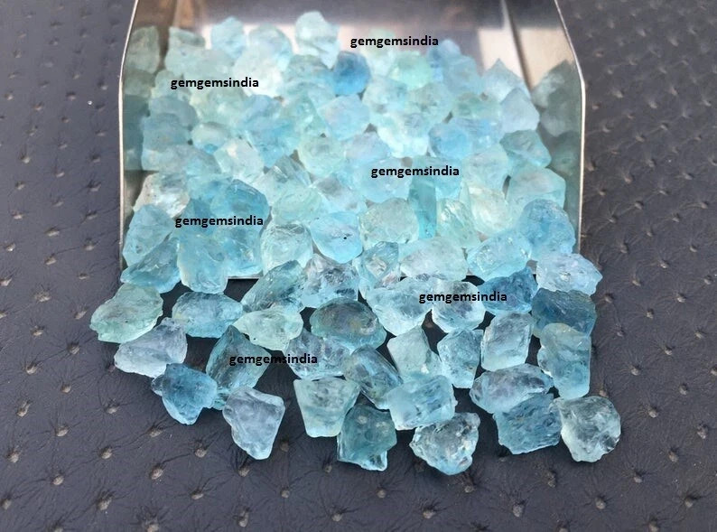 Beautiful Blue Aquamarine 20 Pieces Raw Size 6-8 MM Aquamarine Rough Stone Bulk