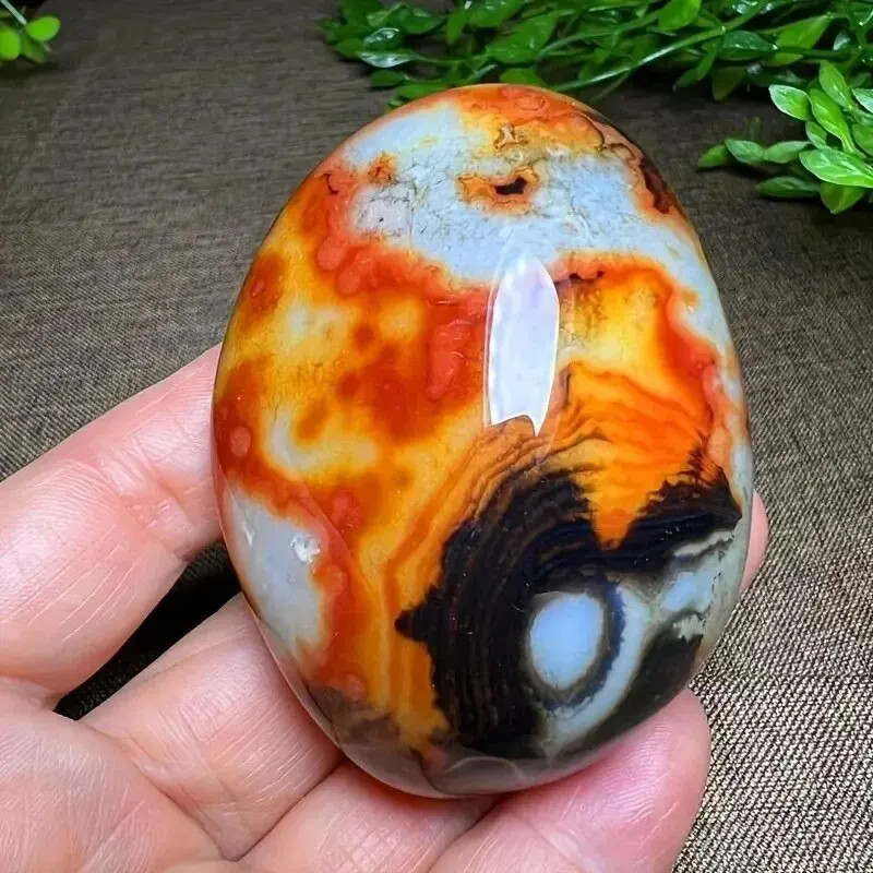 Big Silk Agate Raw Stone Handle Piece No Engraved Pebbles Raw Stone Grab Piece