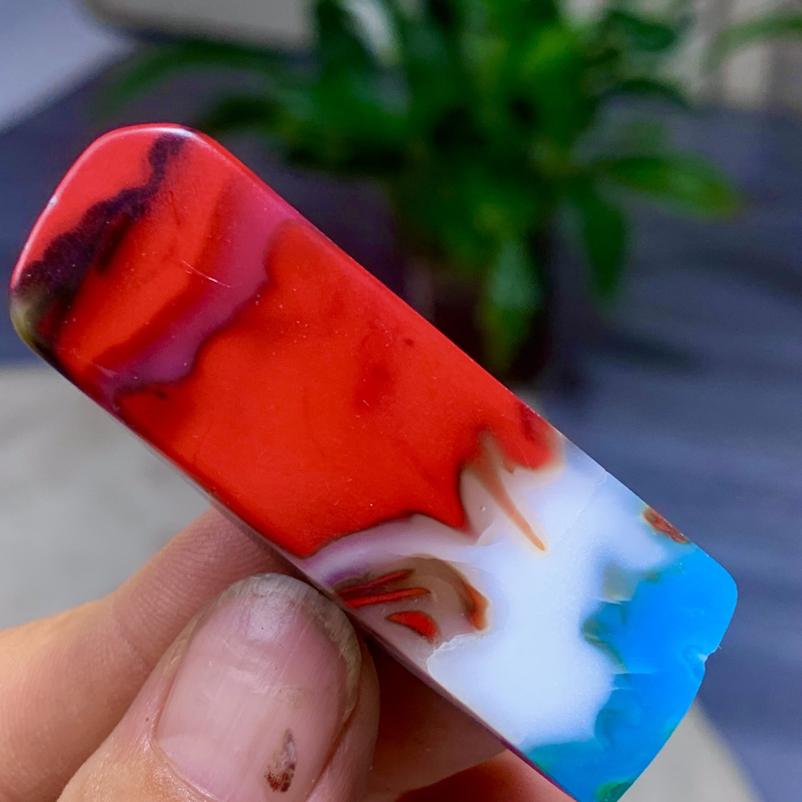 27G Natural NanHong Agate block multicolored Pattern Cabochon mineral Crystal